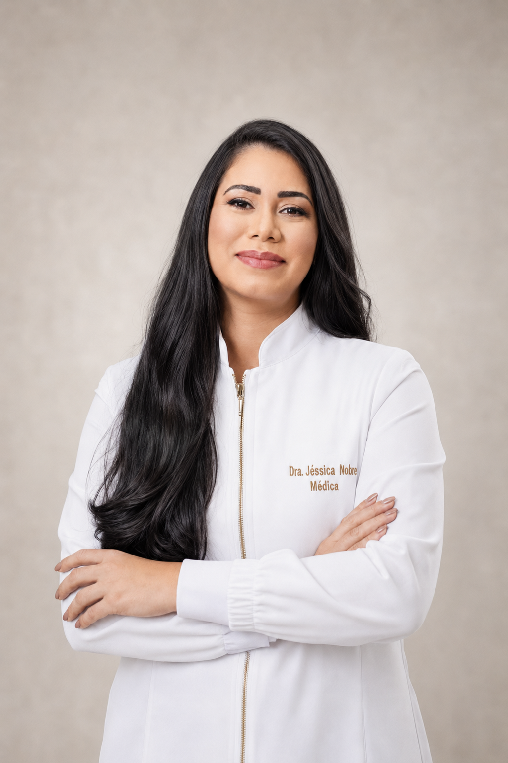 Dra. Jéssica Nobre, médica em Porto Velho–RO, de jaleco branco